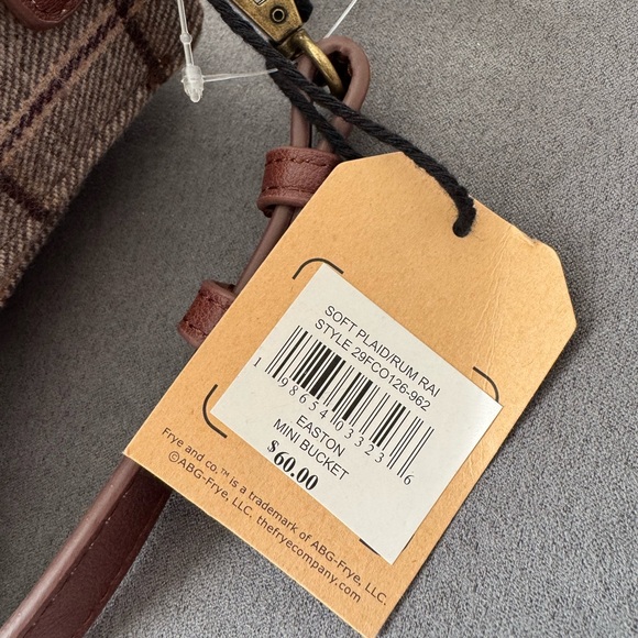 Frye & Co. Easton Mini Bucket Bag – Soft Plaid/Rum Raisin – NWT - Picture 4 of 8